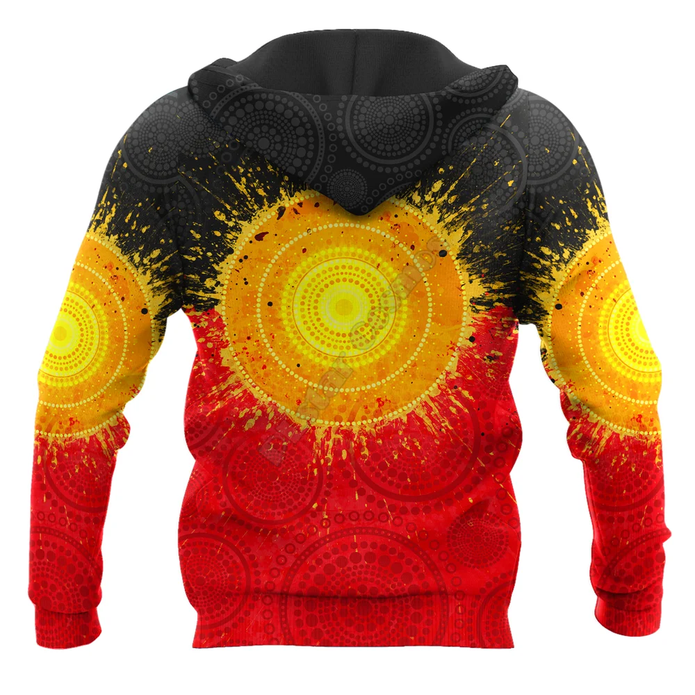 Aboriginal Flag Indigenous Sun Painting Art 3D printed Sweatshirt zipper hoodies women For men Pullover Cosplay Costumes