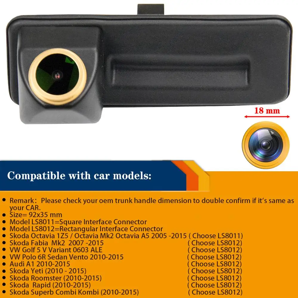 HD 1280x720p Reversing Rear View Backup Camera for Skoda Octavia 1Z5 MK2 A5 Fabia Yeti Roomster Rapid Superb Combi Kombi 2005-15