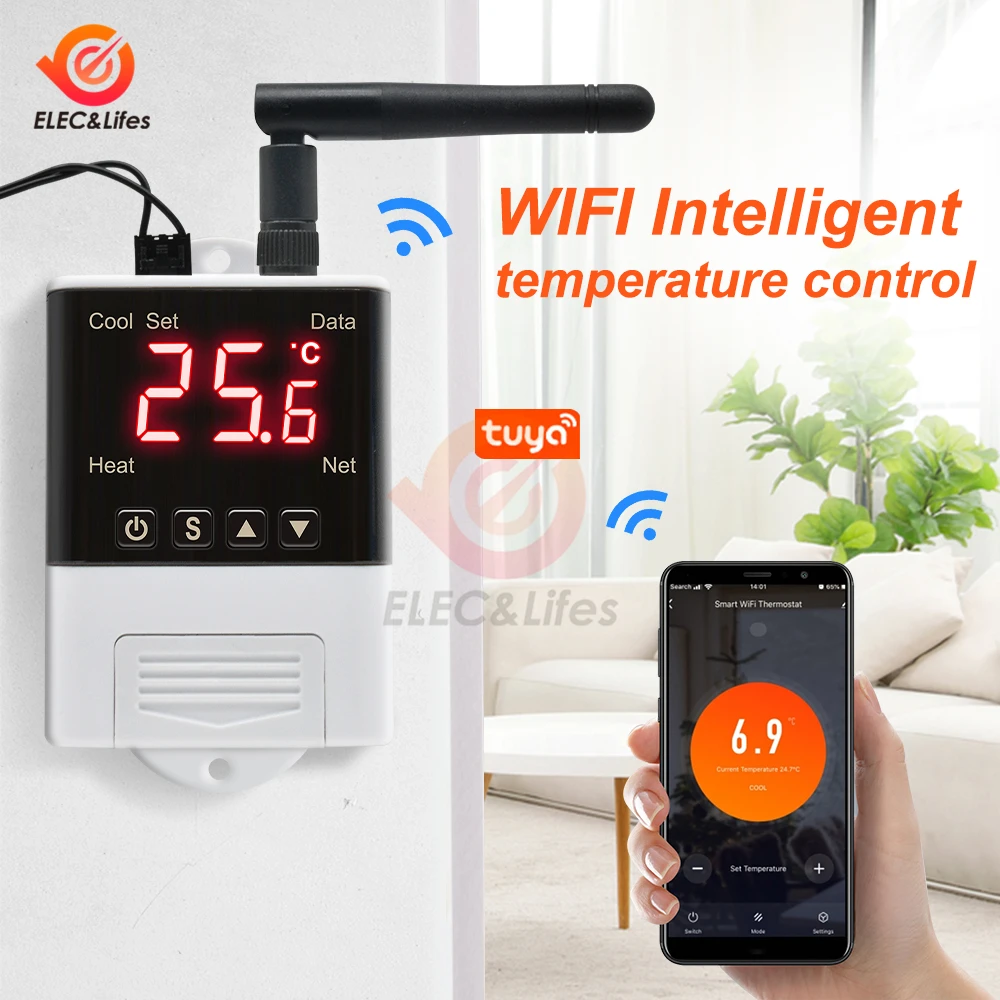 DTC1201 AC 110V 220V Digital Thermostat NTC Sensor LCD Display WiFi Temperature Controller Thermoregulator For heating cooling