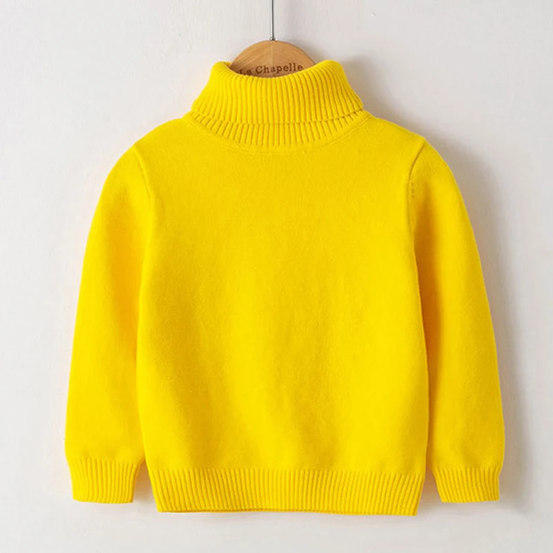 Sweater For Fall/Winter New Style Pure Cotton Boys And Girls Candy Color White Bottoming Turtleneck Sweater