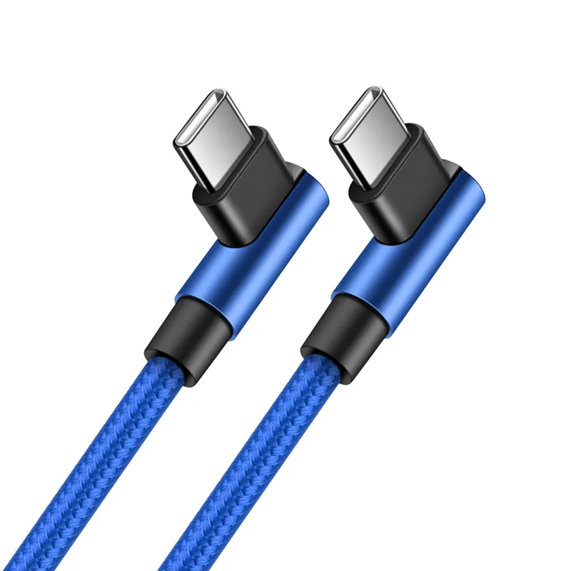 90 Degree Elbow Type-c Cables 20V 3A 60W PD Fast Charging Type C To Type C Male to Male USB Type-C Devices 0.2m  1m 2m 3m