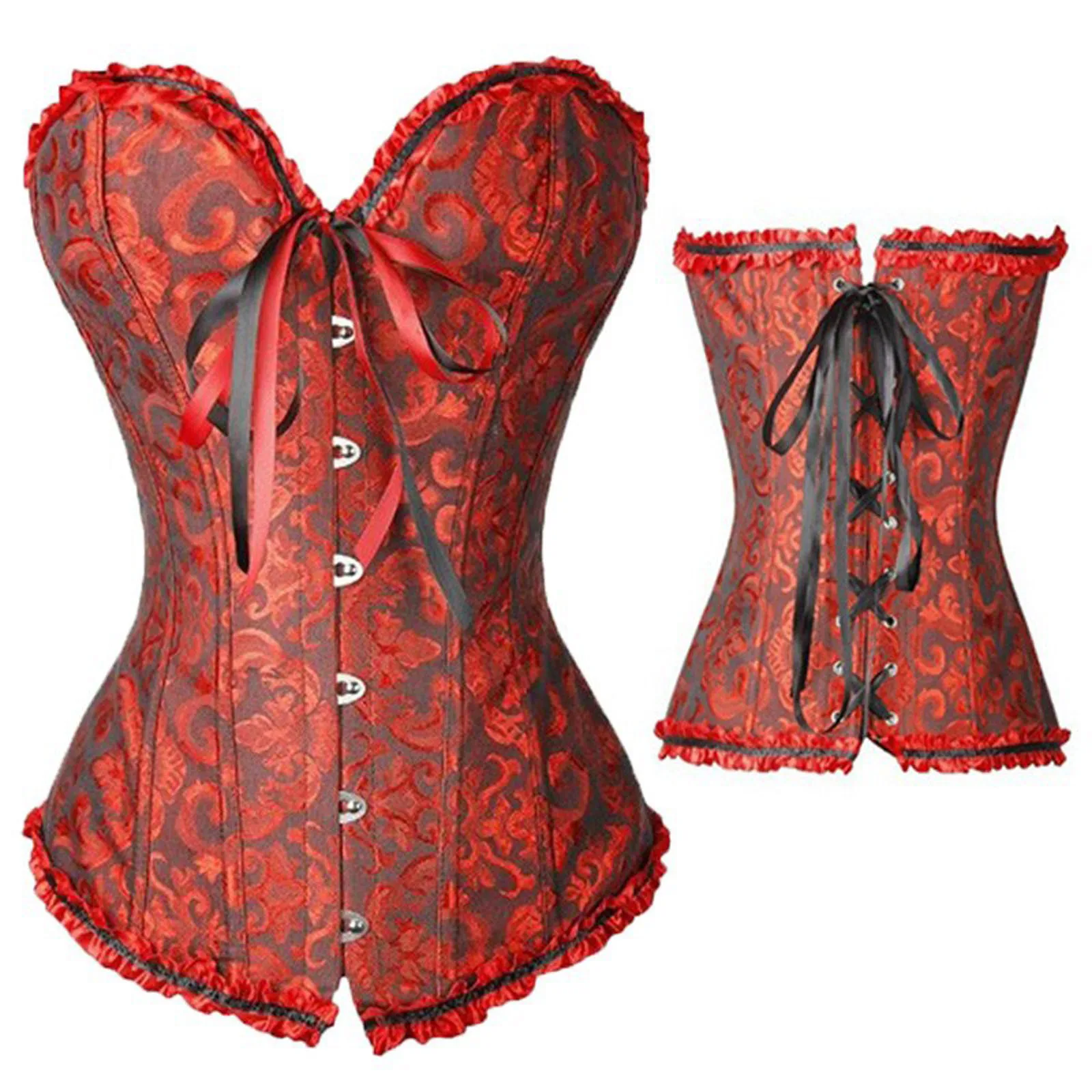 2023 Women´s corsets and bustiers tops sexy women brocade corset zip vintage style corselet overbust ladies Plus Size 6XL