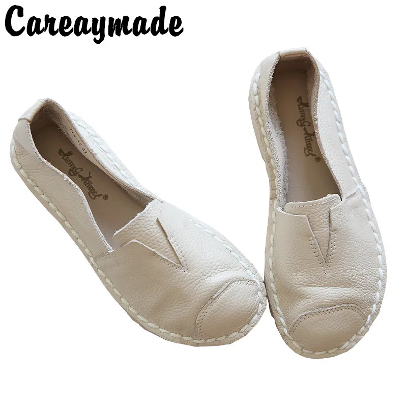 

Careaymade-handmade stitched for shallow bottom bottomed cattle Genuine Leather the retro art mori girl casual Flats shoes