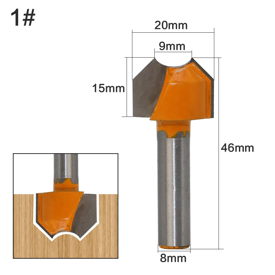 8mm Schaft Professional Grade Doppel Arc Ball Bit Runde Über Router Bits Holzbearbeitung Gravur Cutter