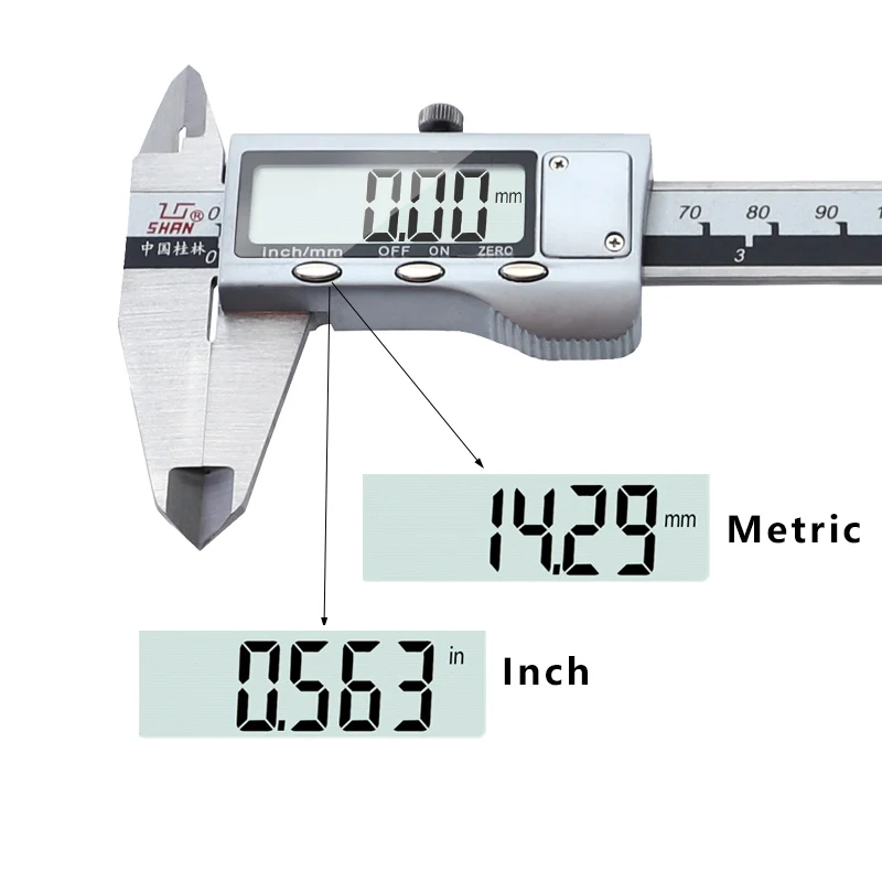 Vernier Caliper Digital 150/200/300mm Stainless Steel  Electronic Pachymeter Large LCD mm/Inch Measuring Instrument