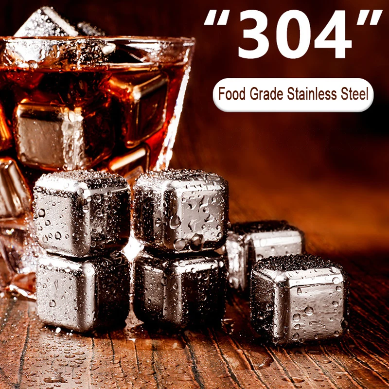 

304 Stainless Steel Ice Cubes, Reusable Chilling Stones for Whiskey Wine, Keep Your Drink Cold Longer, SGS Test Pass