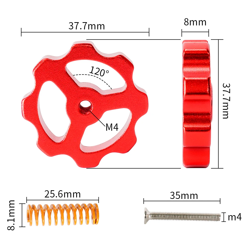 4Pcs Upgrade CR10 Aluminum Hand Twist Leveling Nuts +4Pcs Hot Bed Die Springs +4Pcs Screws For Ender 3 3 Pro Ender 5 5 Plus Pro