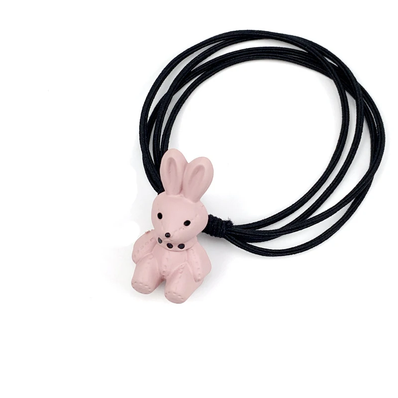 Pink Elastic Hair Bands Cute Rabbit Round Beads Heart Strawberry Rubber Band For Baby Girls Children Women Hair Accessories Gift