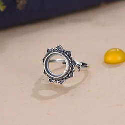 Ring Blank (10x10mm Round Blank) Adjustable Thai Sterling Silver Ring Setting Round Cabochon Ring Base