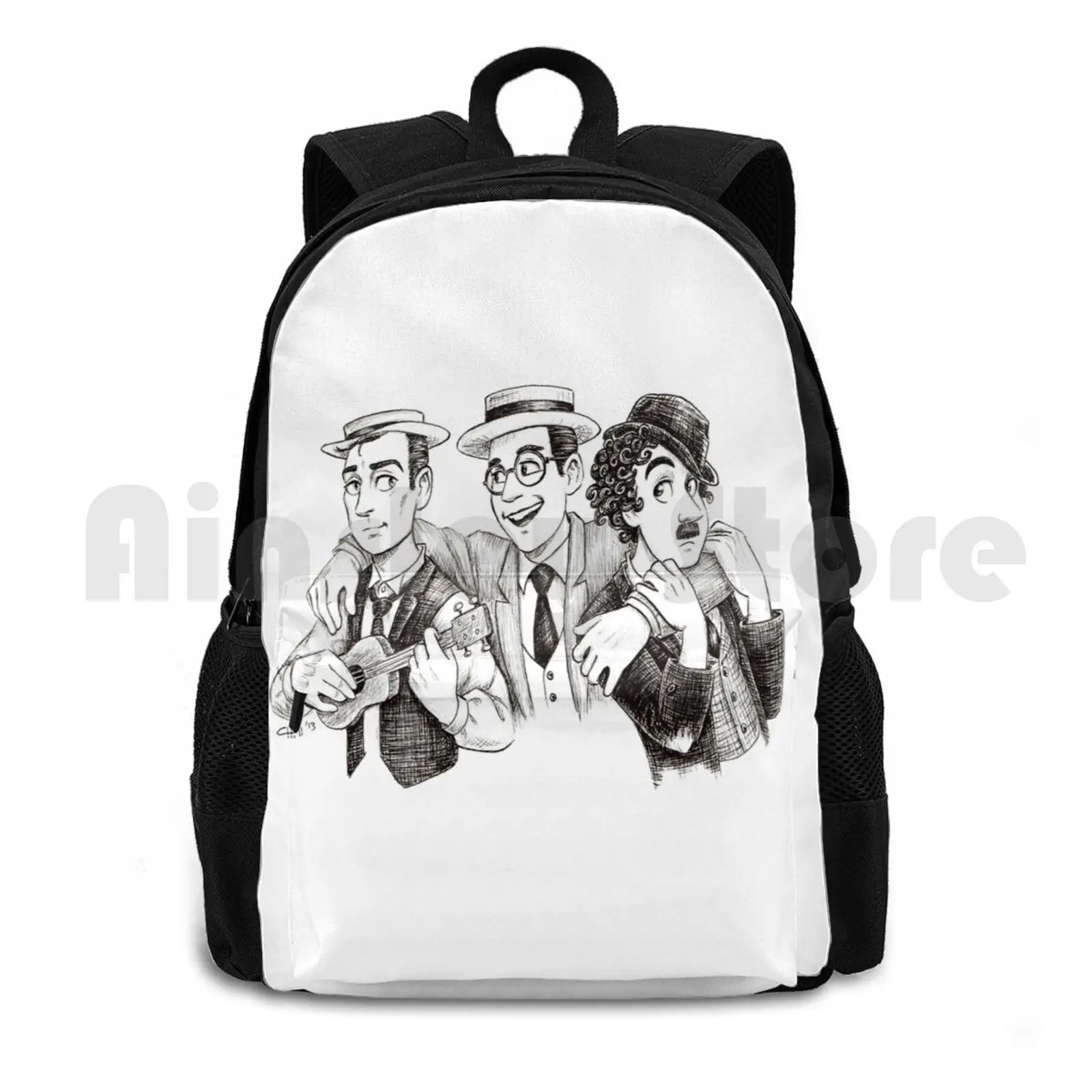 

Silent Buddies Outdoor Hiking Backpack Waterproof Camping Travel Harold Lloyd Buster Keaton Silent Movies Cinema Movies Comics