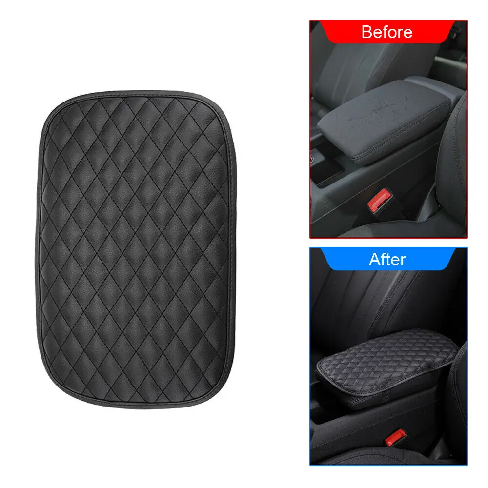 

PU Leather Car Armrest Cushion Cover Center Console Box Pad Protector Universal Black