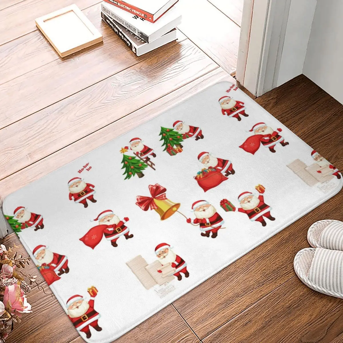 Santa At Work Doormat Rug carpet Mat Footpad Polyester Anti-slip dust-proo Entrance Kitchen Bedroom balcony toilet Living Room