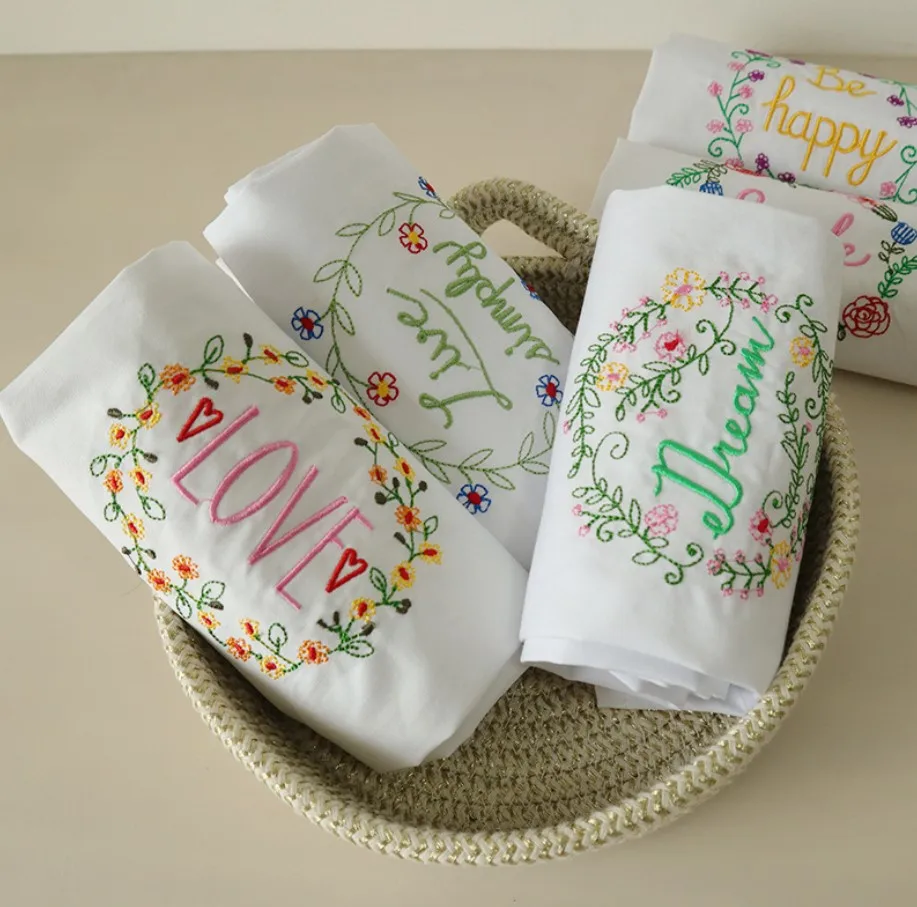 6pcs/set Napkins 45×65cm High-quality Embroidered Tea Towels Cotton Kitchen towels Cloth Napkins for Wedding，decoration mariage