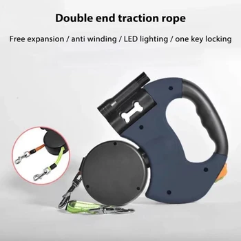 Double Dog Leash Retractable Roulette Leash Pet Walking Lead Small And Big Dog Traction Rope 3M Long Leashes For Two Dogs 3