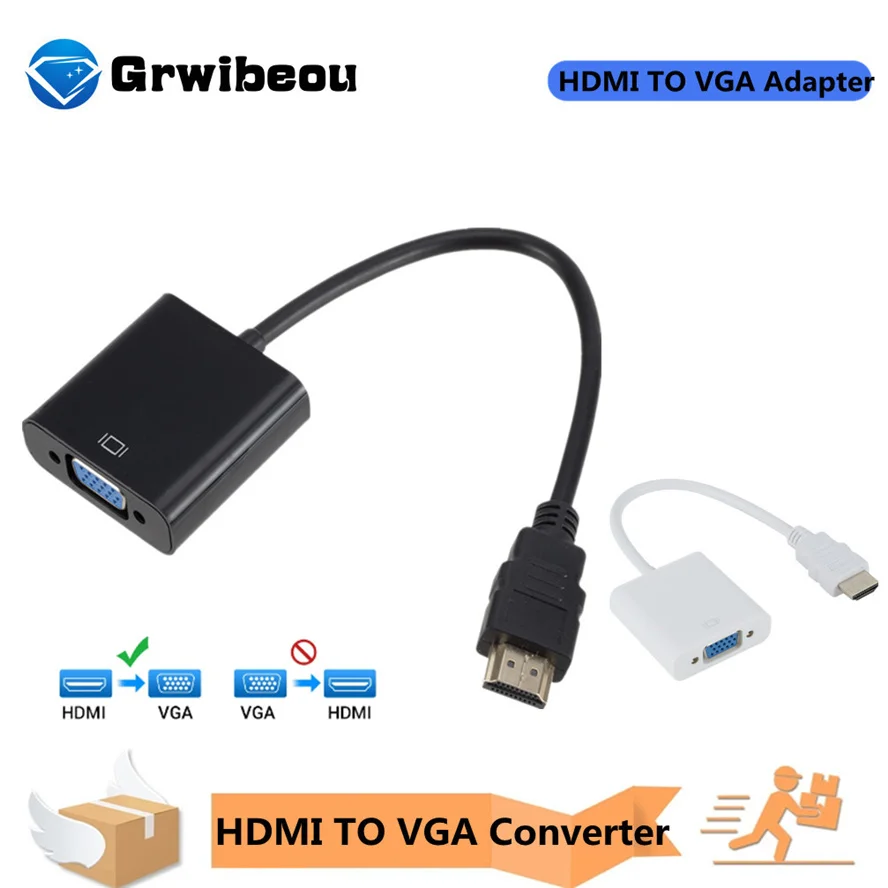 

Grwibeou 1080P HDMI To VGA Cable Converter HDMI Male To VGA Famale HD Converter Adapter Digital Analog for Tablet laptop PC TV