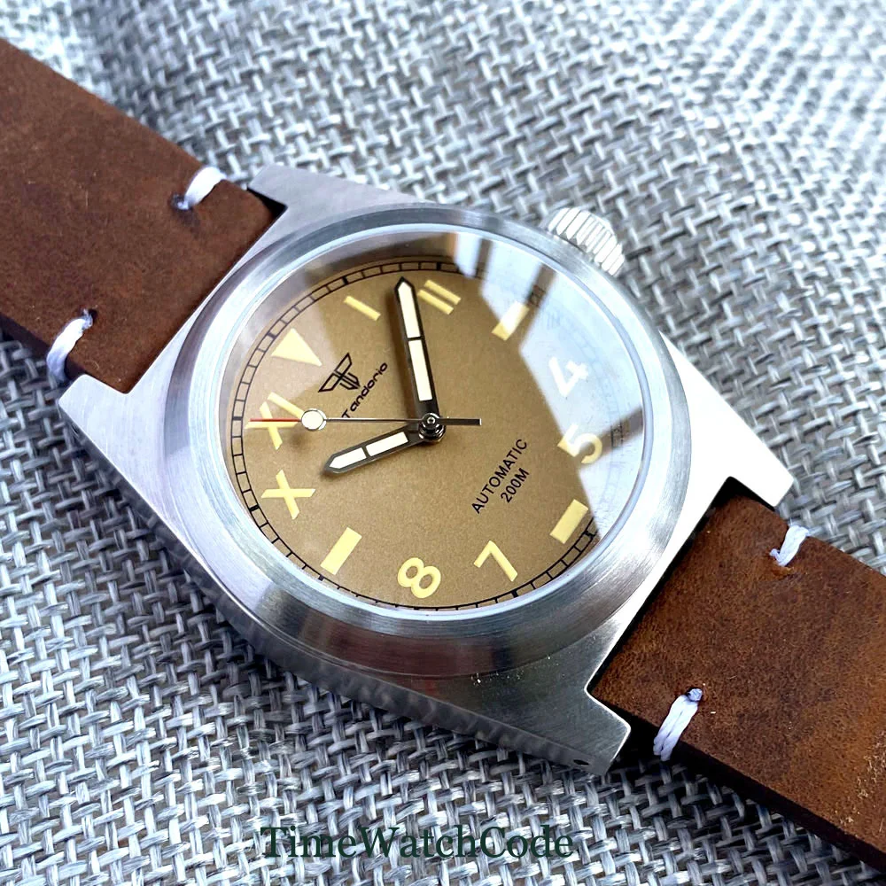 NH35A Automatic Mens Watch 38mm 200m Waterproof Mechanical PT5000 MIYOTA8215 AR Coating Sapphire Glass 316L Brushed Tandorio