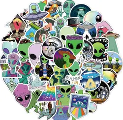 Impermeável Alien Ufo Graffiti Adesivos, Skate, Mala de Viagem, Telefone, Laptop, Bagagem, DIY, Brinquedos para Crianças, Menina, 10 Pcs, 30 Pcs, 50Pcs