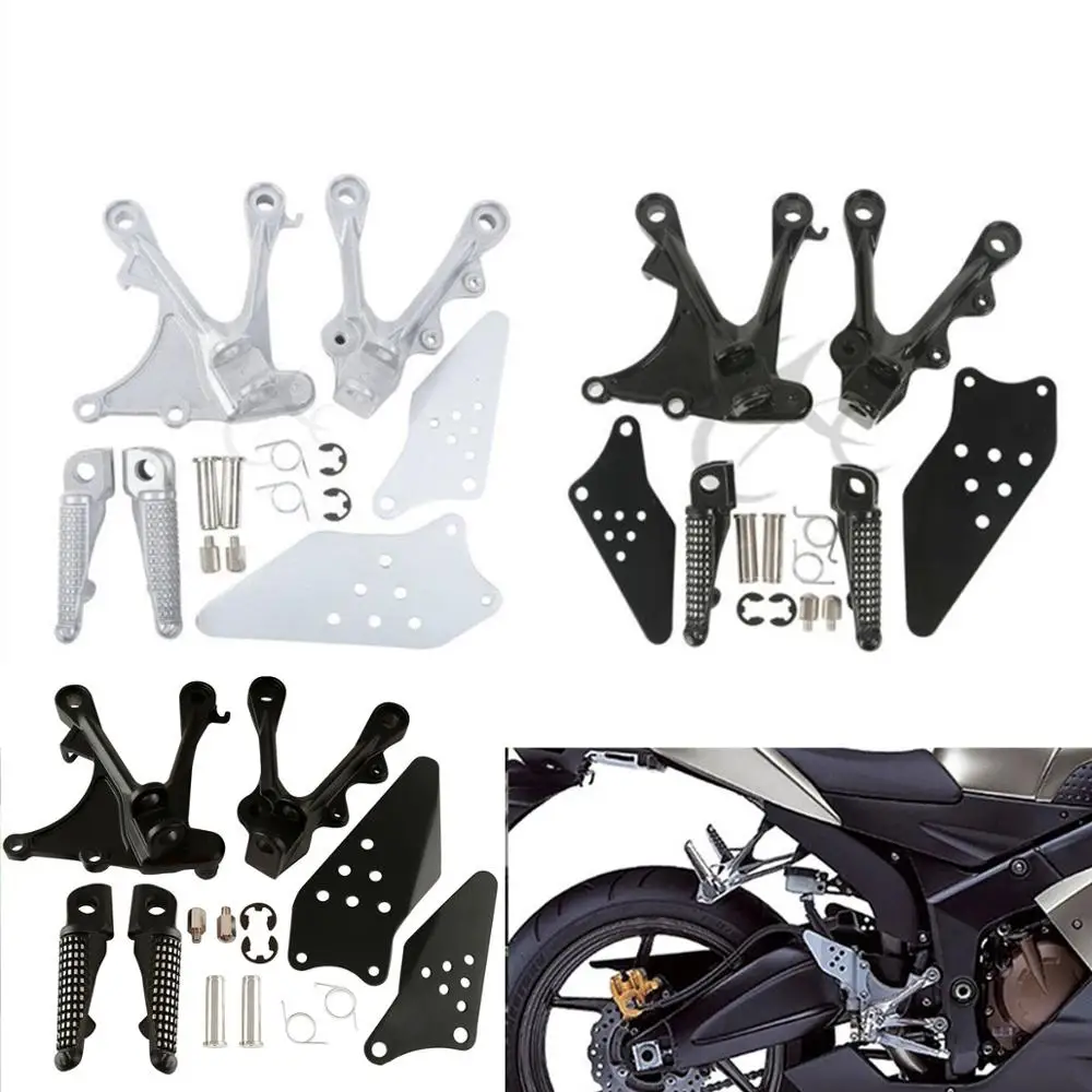 Motorcycle Front Footrest Foot Pegs Brackets For Kawasaki Ninja ZX6R 2005-2008 2007 ZX636 2005-2006