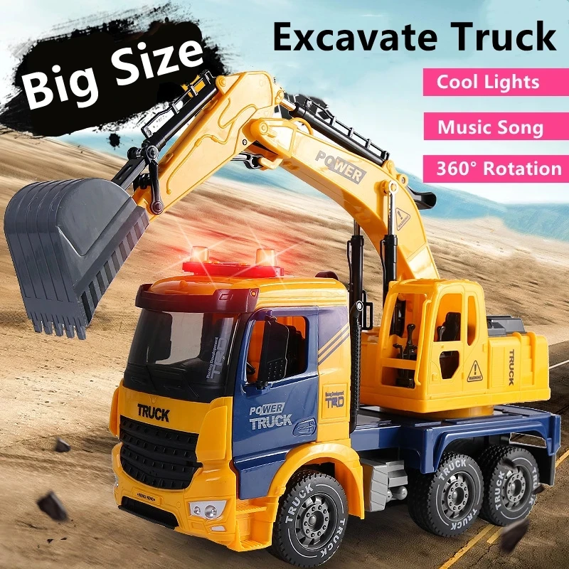 High Simulation Sprinkler With Music Sound Lights Effect 360 Degree Rotation Engineering Truck Crane Cement Mixer Dump Truck Toy