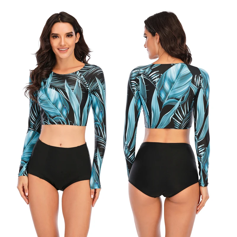 Sexy 2024 Long sleeve Two Pieces Swimwear Swimsuit women bikini mujer biquini Split Swimsuit Bottom bikini plisado beachwear