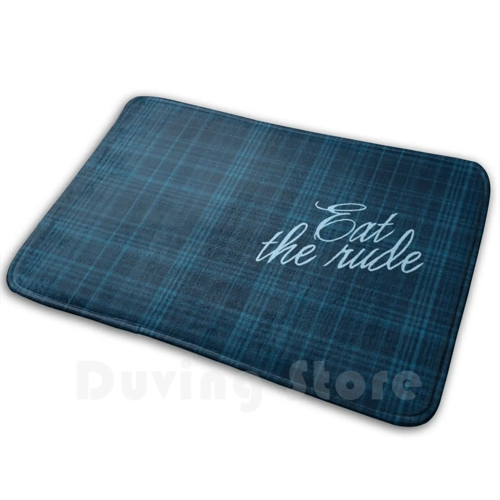 Eat The Rude Plaid Background-Hannibal Quote Carpet Mat Rug Cushion Soft Non-Slip Eat The Rude Hannibal Fannibal Mads