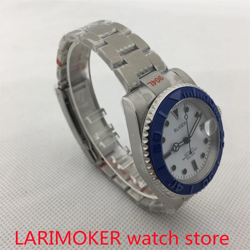 BLIGER ใหม่40มม.ผู้ชายนาฬิกา Sapphire Glass สแตนเลสสตีล Bezel Luminous Dial NH35การเคลื่อนไหวอัตโนมัตินาฬิกา