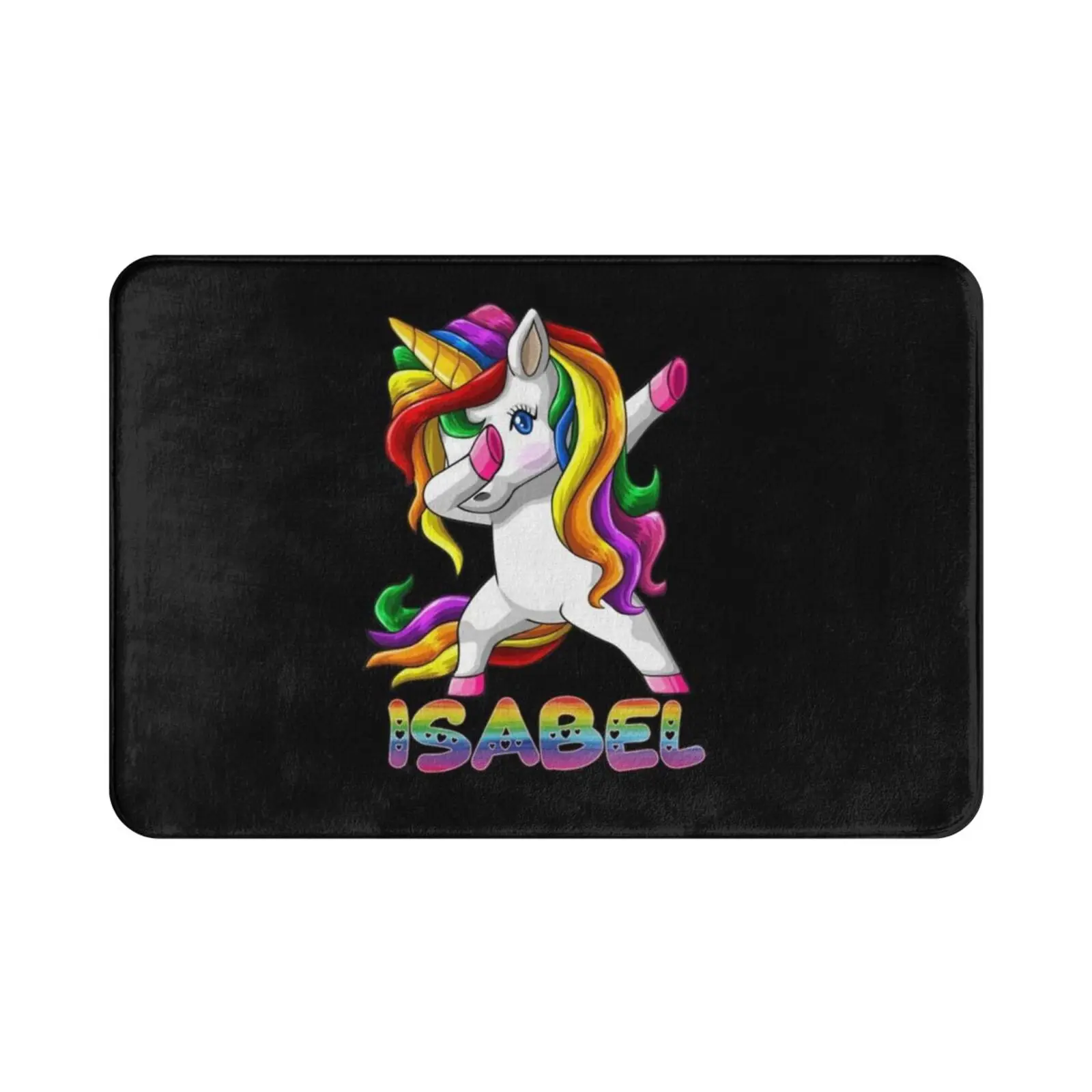 Isabel Name Rainbow Text-Isabel Dabbing Unicorn Gift For Isabel Carpet Mat Rug Cushion Soft Isabel Isabel Dabbing Unicorn