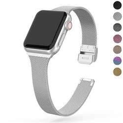 Slim bracelet Metal band for Apple Watch 10 9 8 7 6SE 5 Ultra Stainless Steel Milanese strap for iwatch 46 40 41 45 49 42MM 44MM