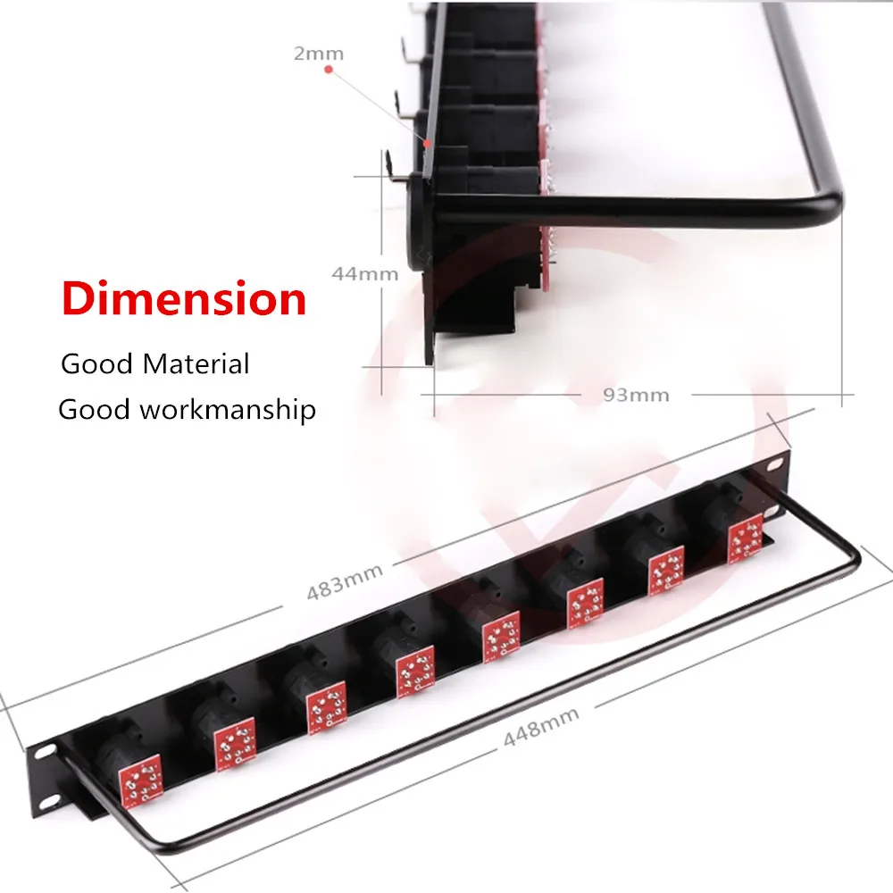 Rack Patch Panel 8 12 16 Way 3 Pole XLR Female Chassis Connnector 1U Flight Case Mount For Professional Loudspeaker Audio Cable