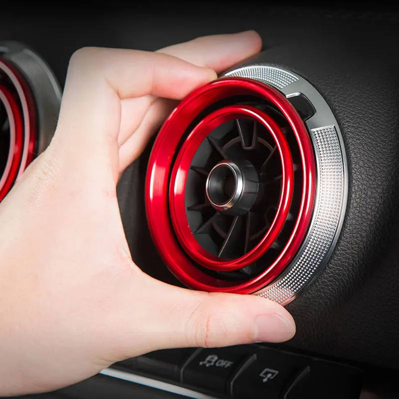 Center Console AC Air Conditioner Outlet Frame Cover Trim Inner For Audi A1 Interior Air Vents Ring Decals Stickers Car Styling