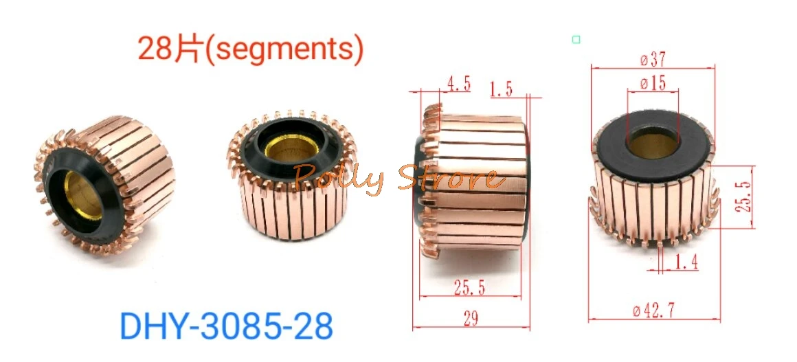 

5pcs 15x37x29(25.5)mm 28P Copper Bars Alternator Electric Motor Commutator DHY-3085-28