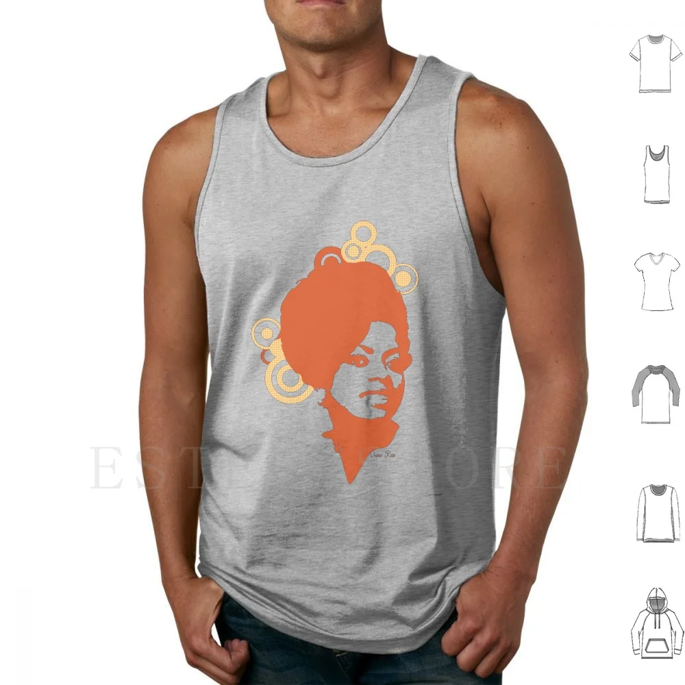 Diana Tank Tops Vest Red Music Orange Vector 70s Face Womens Singer Vintage Famous Diana Musician Ross The