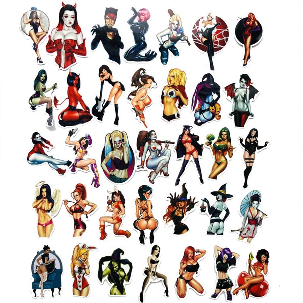 50PCS Devil Beauty Sexy Girl Graffiti Cartoon Stickers For Luggage Trolley Case Skateboard Car Helmet Motorcycle  DIY Stickers