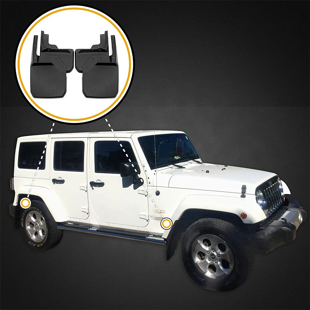 4pc/Set For Jeep Wrangler JK JKU 2007-2018 Mud Flaps Guards Splash Flares Front Rear  Auto Premium Heavy Duty Molded