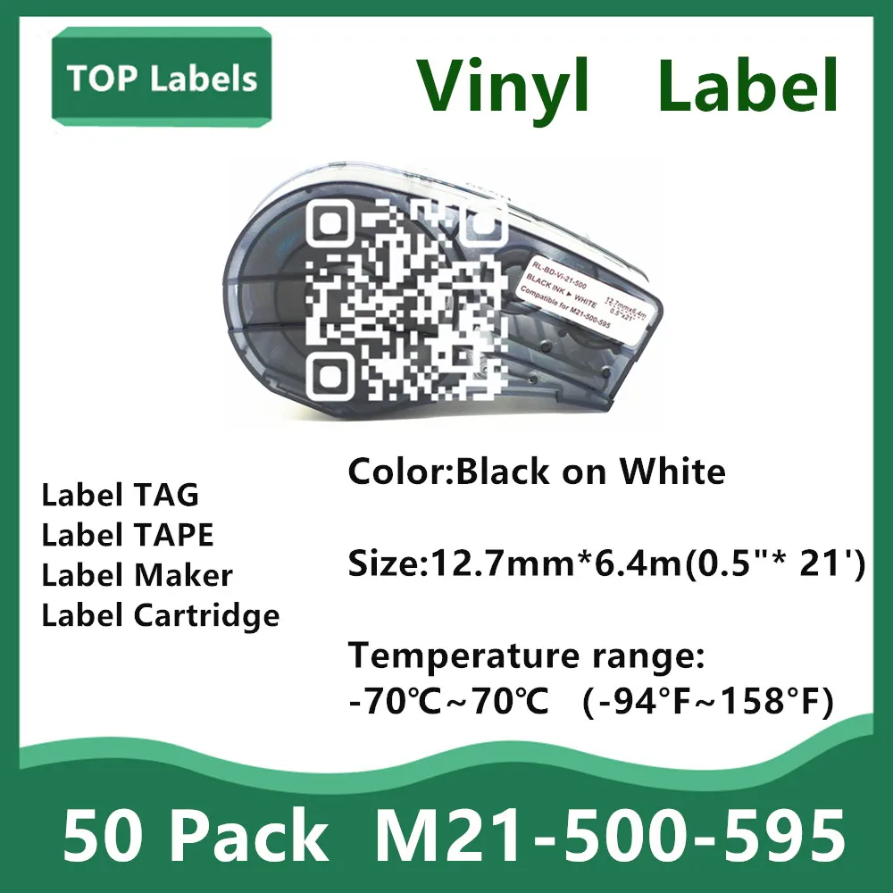 

50/20/10 PK M21 500 595 Vinyl Labels Cartridge For BMP21-PLUS BMP21-LAB IDPAL LABPAL Label Printer Laboratory,Equipment Labeling