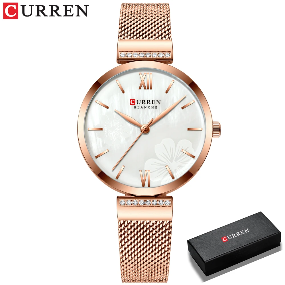 CURREN-Reloj de pulsera de acero para mujer, cronógrafo creativo de marca superior, resistente al agua