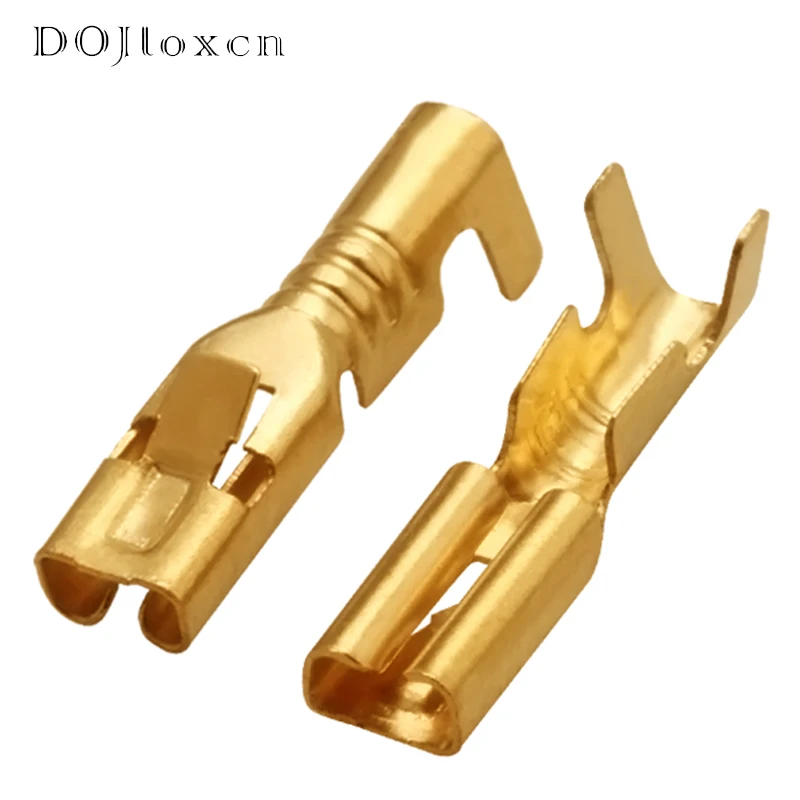 10/20/50/100/Pcs H62 Brass Gold Plated 2.8mm Automotive Wiring Terminal Female Connector Socket  DJ621-E2.8×0.8A