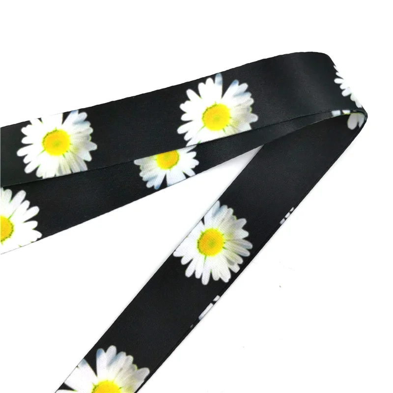 Daisy Flower Neck Strap Lanyard For Keys Hang Rope Keychain Lanyards ID Card Badge Holder Keycord Webbing Ribbon Keyring