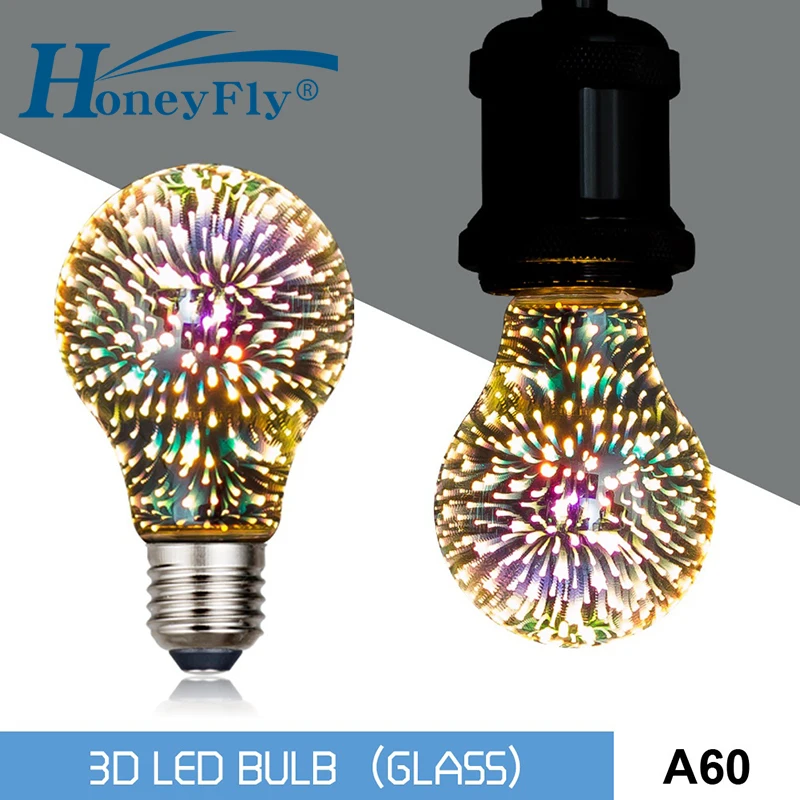 HoneyFly LED Firework Bulb AC85-265V E27 4.5W Magic Color A60 Projector Stage Lights Holiday Party Bar KTV Disco