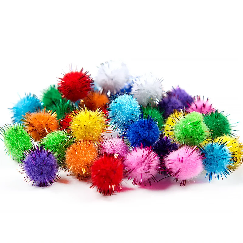 Sequins Pompom Ball Fur Ball Plush Mixed Color Creative Kids Handmade Material Glitter Pompoms Foam Ball DIY Craft Supplies 20g