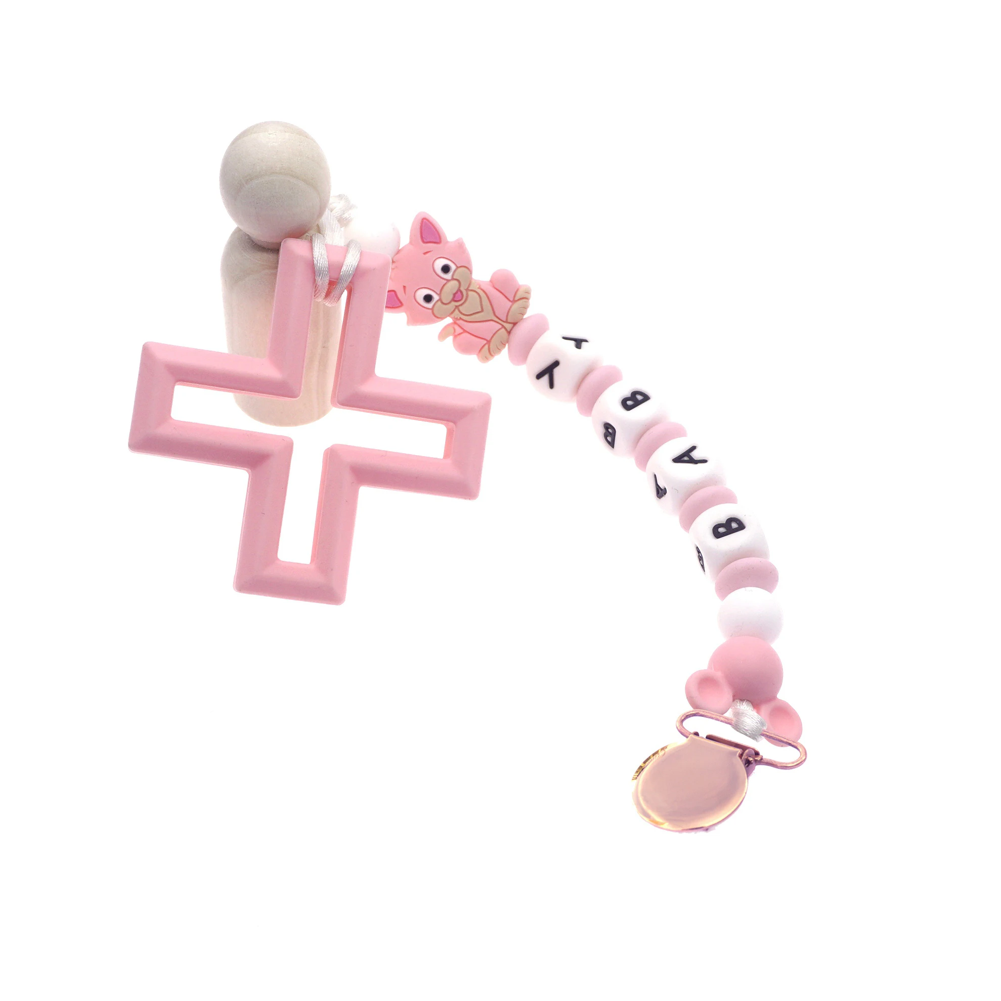 10Pcs Rose Gold Runde Form Schnuller Hosenträger Clips Baby Schnuller Halter Infant Dummy Clip Mit Kunststoff Einsatz für 25mm Band – Detail 11