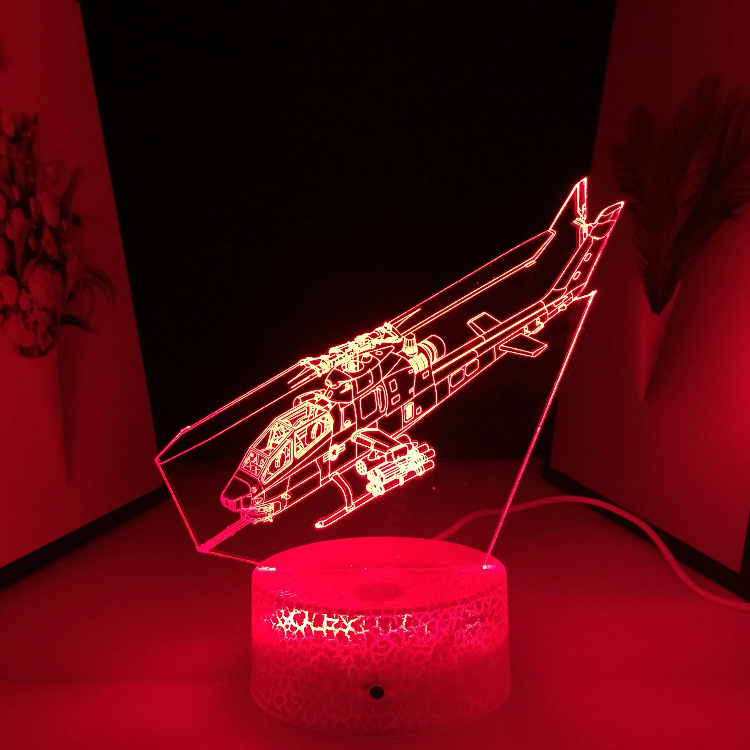 Luz Nocturna pequeña de helicóptero con Control remoto para decoración del hogar, luz LED 3D con múltiples cambios de Color, regalos de cumpleaños para niños