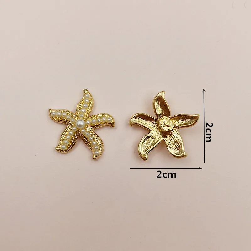 10 Pcs/lot Batch Alloy Gold  Starfish Pendant Button Decoration Jewelry Earrings Collar DIY Jewelry Accessories Handmade