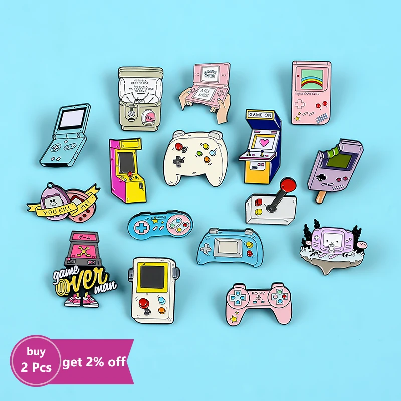 Retro Arcade Game Enamel Pins Collections Cartoon 90s Gamepad Jewelry Brooches Denim Shirt Collar Badge Lapel  Friends Gifts