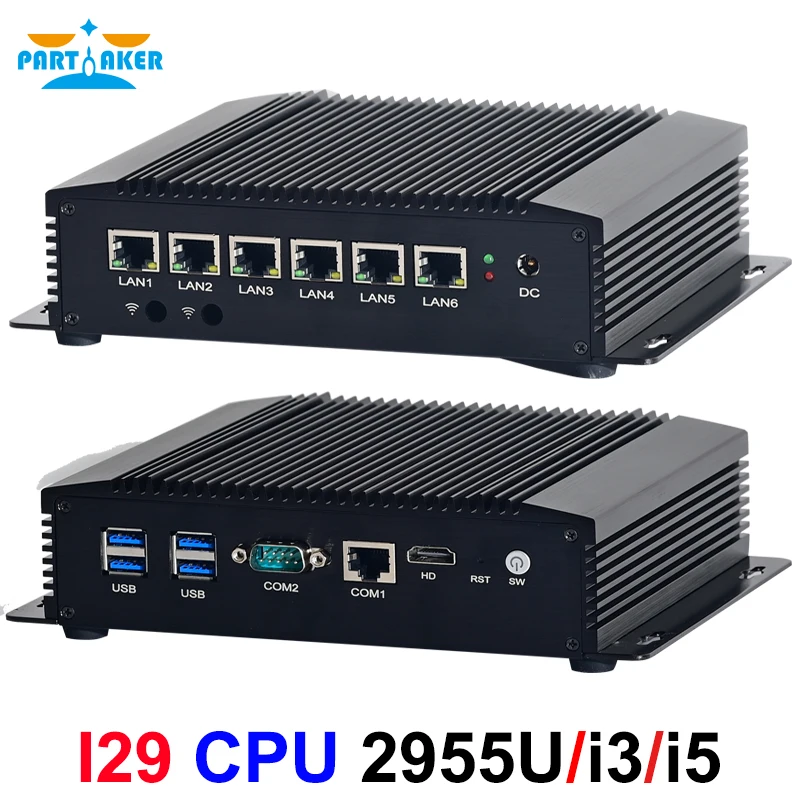 Firewall Mini PC Intel Core i5 8265U i3 8140U Celeron 5205U HD AES-IN 6 x LAN enrutador suave sin ventilador OPNsense pfSense