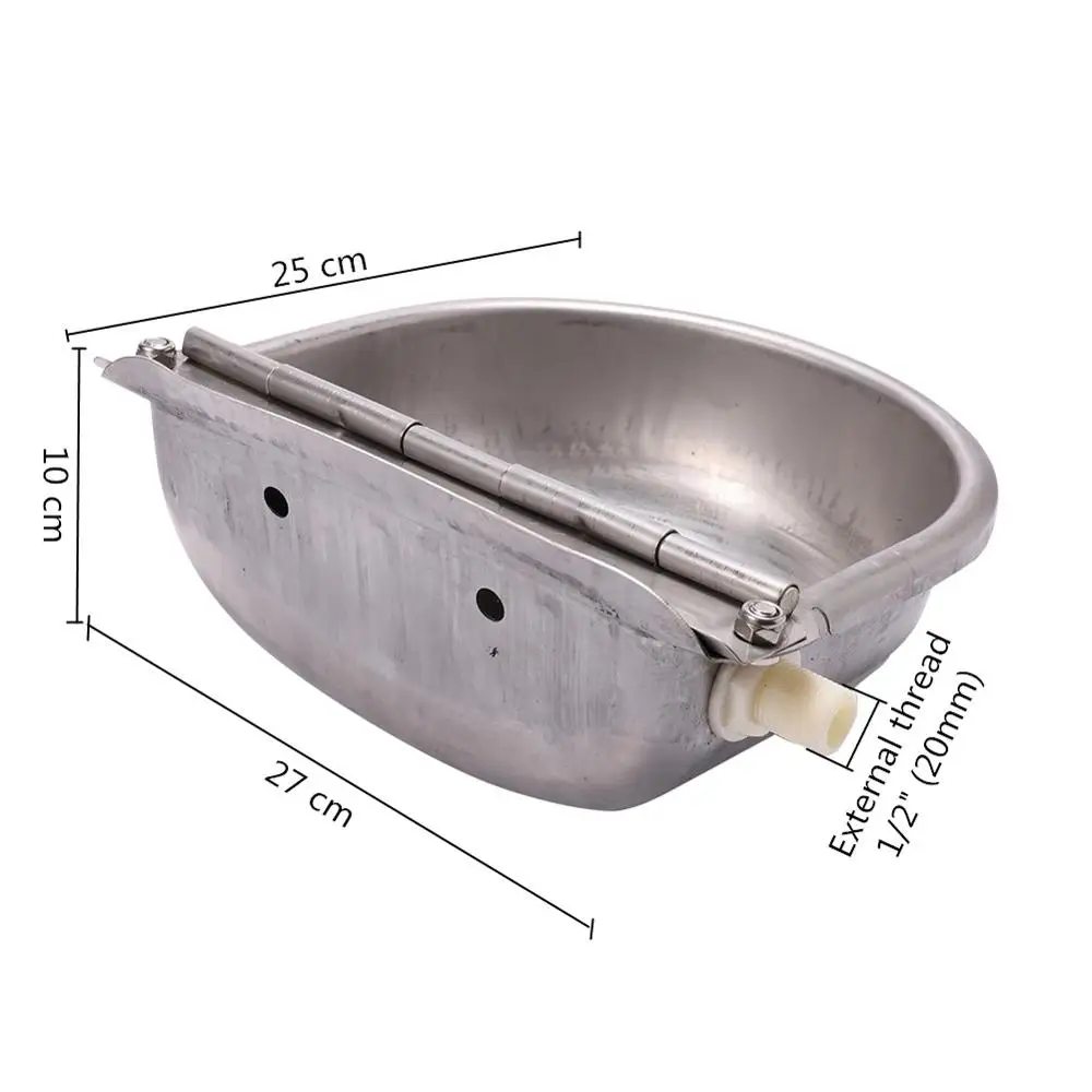 304 Stainless Steel With Drain Hole Drink Automatic Float Farming Trough Horse Cow Water Bowl Supplies Sheep Dog Pet Goat Cattle