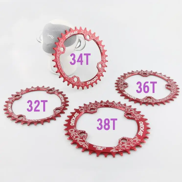 Deckas Round Narrow Wide Chainring, MTB Mountain Bike, Bicycle Crankset, Tooth Plate Parts, 104 BCD, 32T, 34T, 36T, 38T