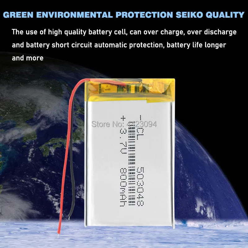 3.7V 800MAH 503048 053048แบตเตอรี่ลิเธียมโพลิเมอร์สำหรับแท็บเล็ต MP3 MP4 GPS สเตอริโอไร้สายชุดหูฟังบลูทูธแบตเตอรี่ชาร์จ