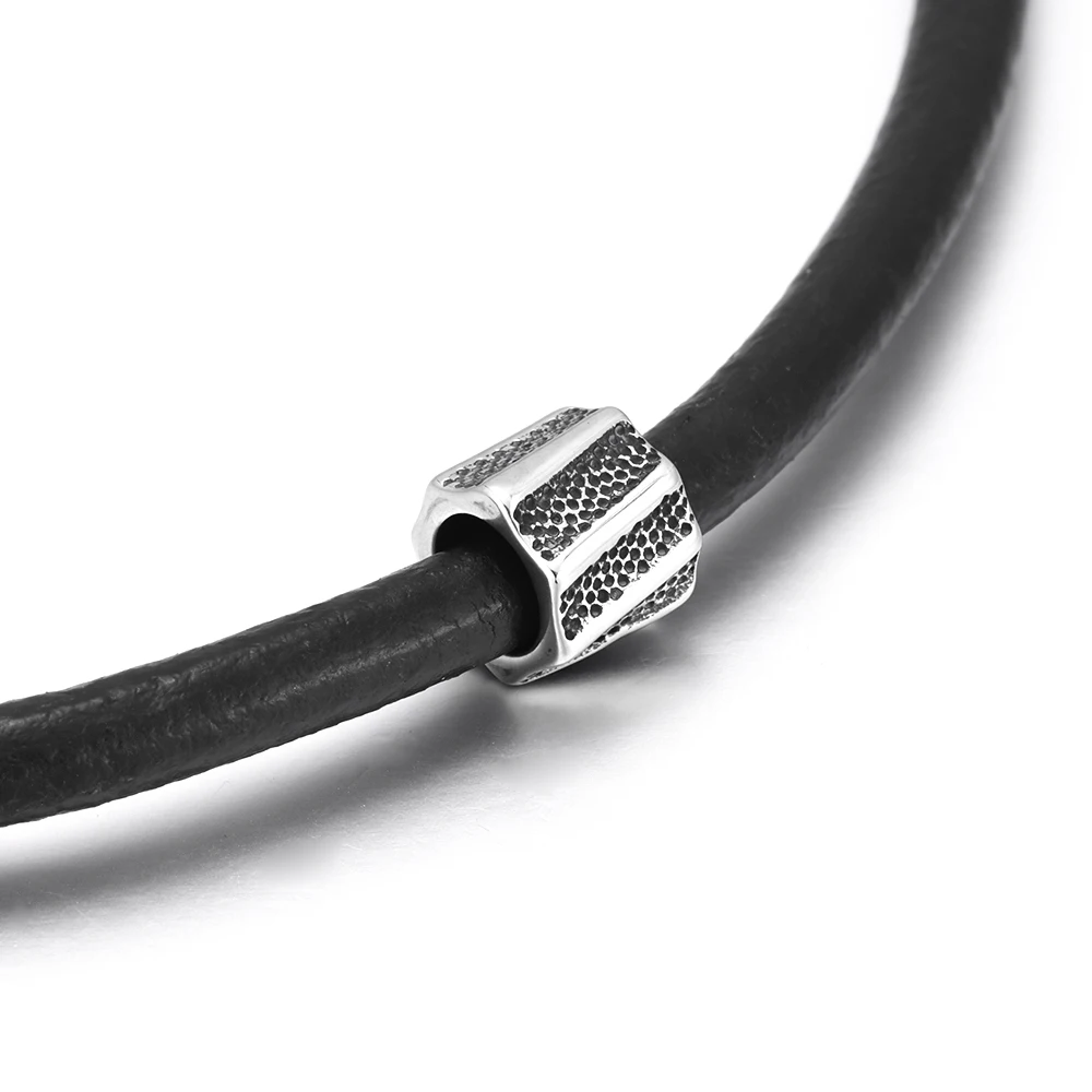 Stainless Steel Bead Twisted Polished 7mm Large Hole Metal Beads Charms for DIY Bracelet Jewelry Making Accessories