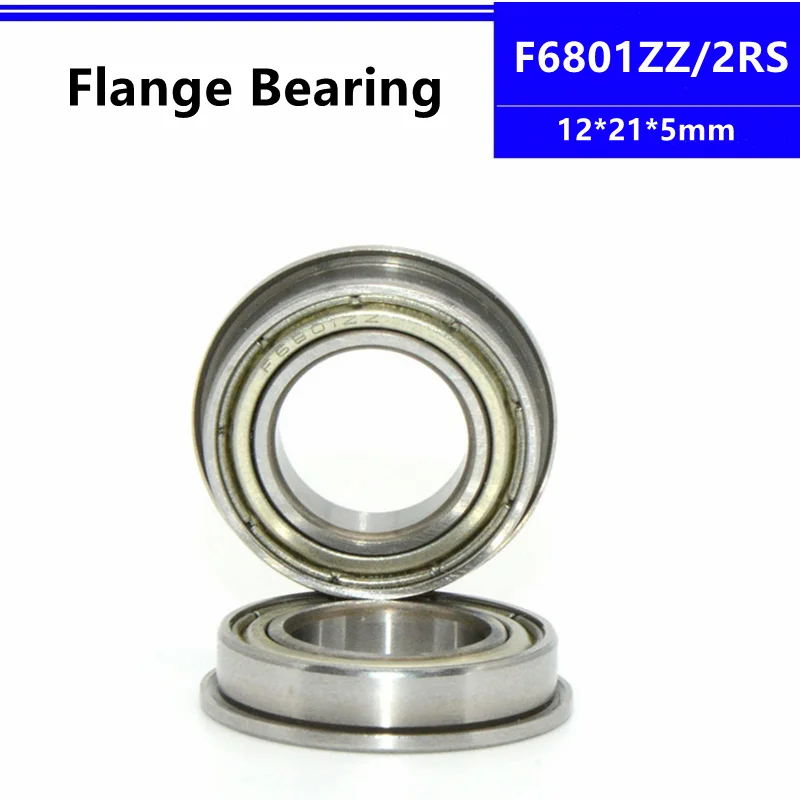 50pcs/100pcs F6801ZZ 12*21*5mm F6801-2RS flange deep groove ball bearing 12x21x5mm Flanged bearing 3d printer